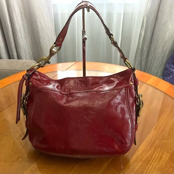 Coach Bags Coach Zoe Patent Leather Hobo Bag Red Excellent Condition Poshmark